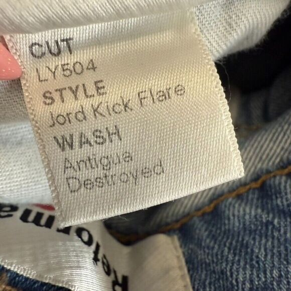 Reformation Jord Kick Flare Jean Women 24 Blue‎ Wash Denim Festive Casual - Picture 5 of 9